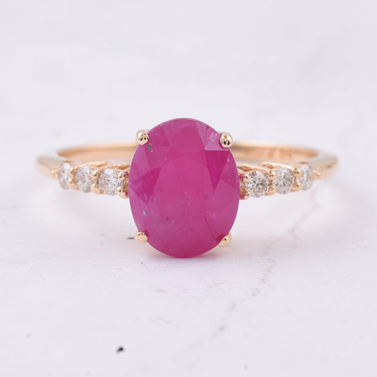 2.69 Ct Oval Natural Ruby 14K Gold Ring