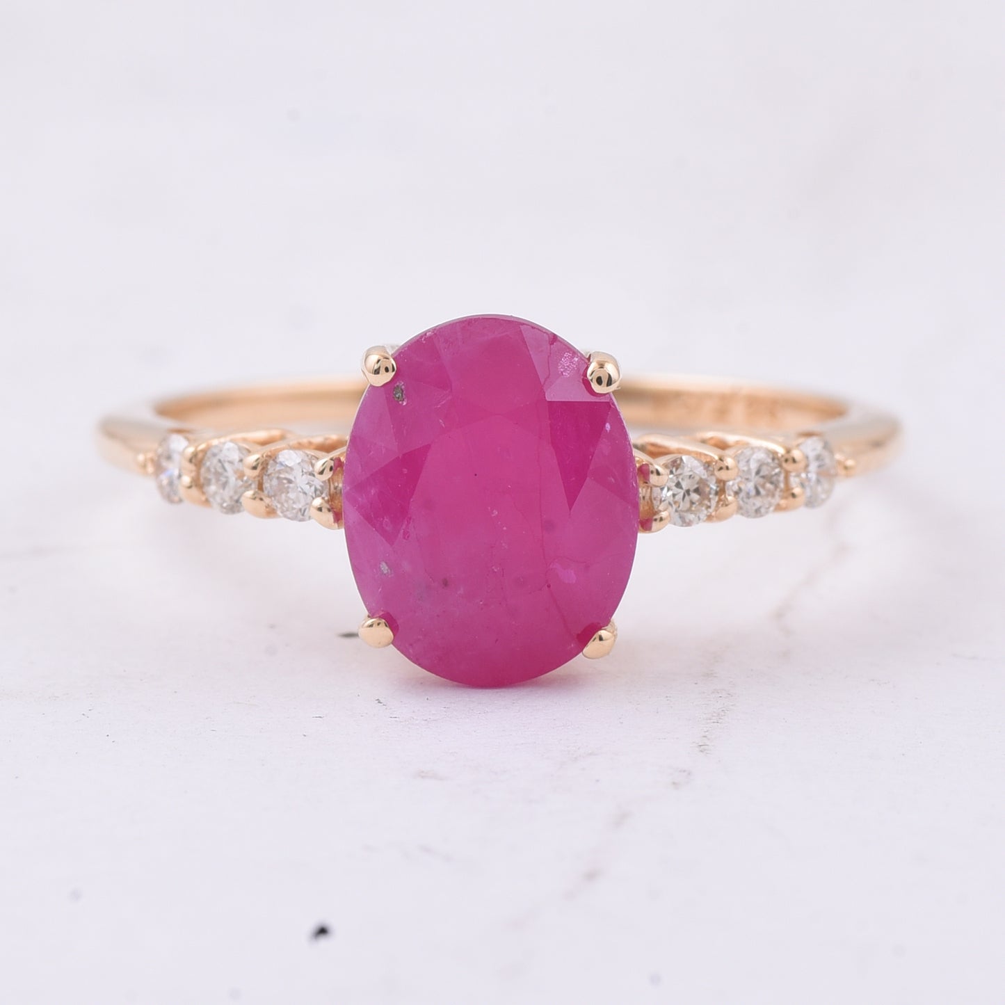 2.69 Ct Oval Natural Ruby 14K Gold Ring