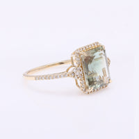 2.84 Ct Emerald Cut Natural Plagioclase Feldspar Sunstone 14K Gold Ring