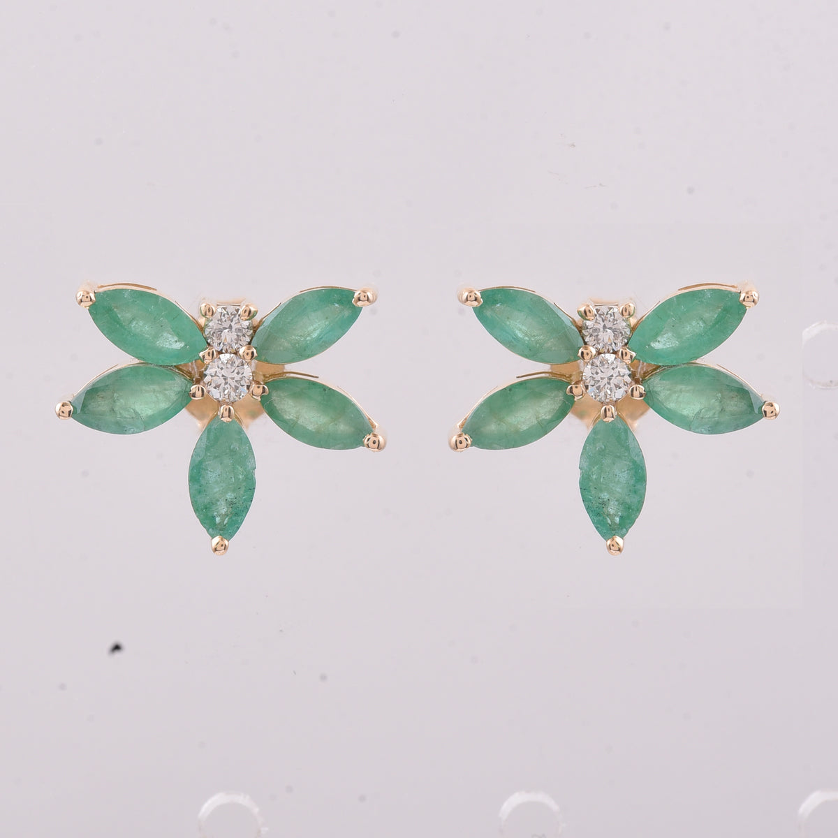1.56 Ct Marquise Natural Emerald 14K Gold Earrings