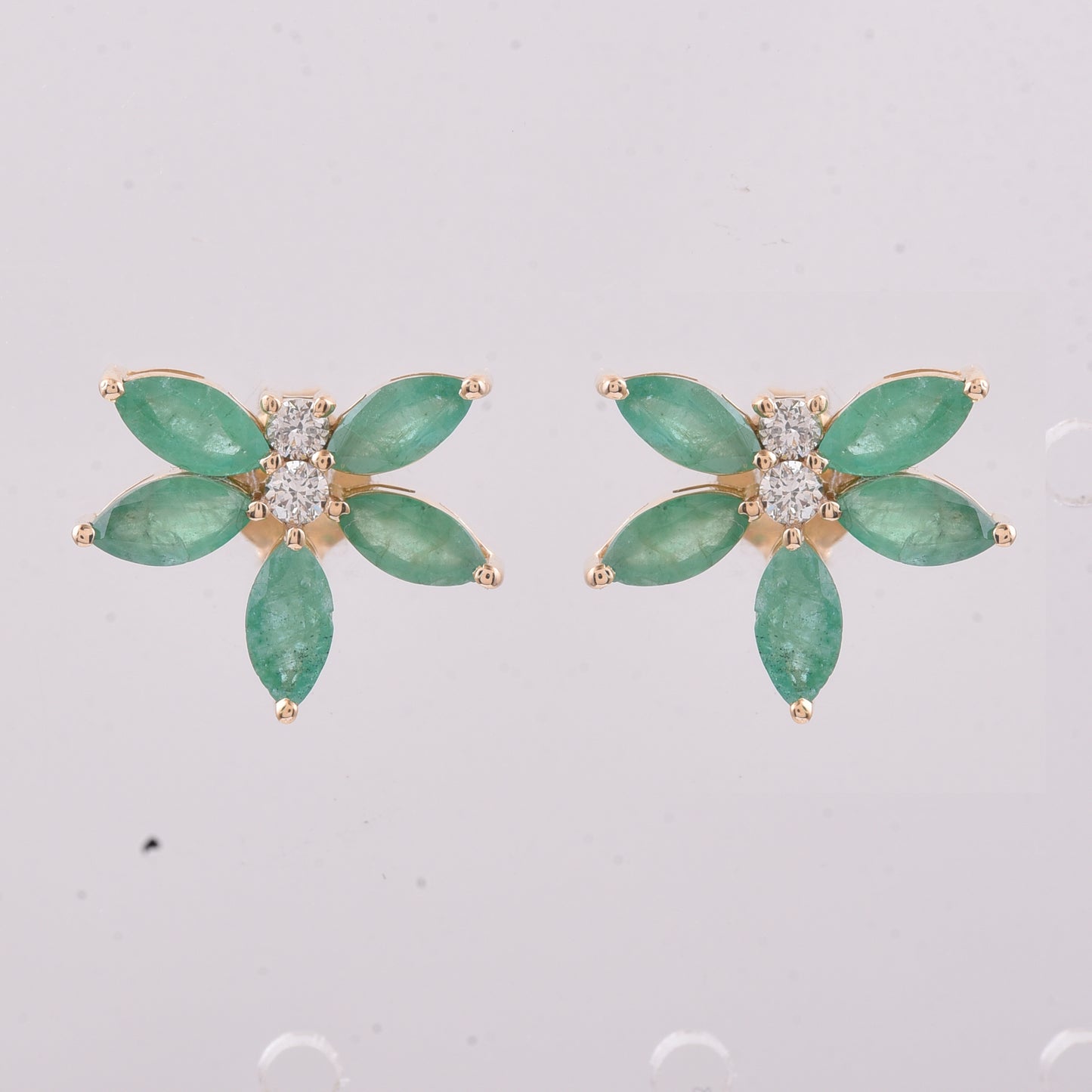 1.56 Ct Marquise Natural Emerald 14K Gold Earrings