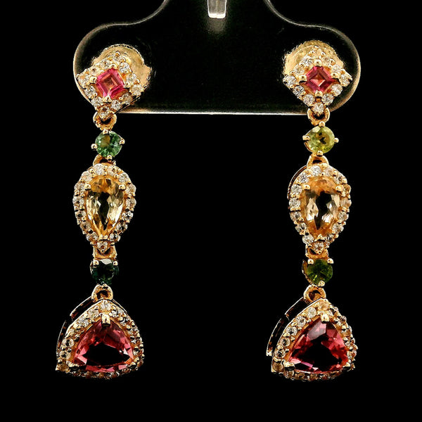 1.89 Ct Pear Tourmaline 14K Gold Earrings