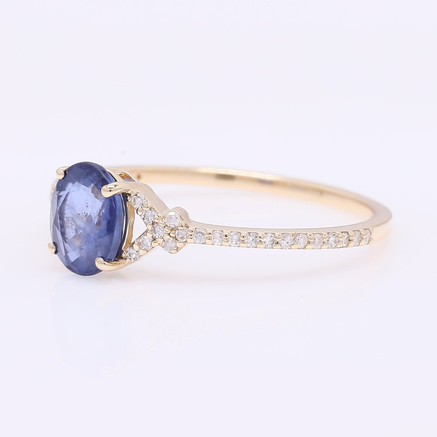 1.14 Ct Oval Mixed Cut Natural Sapphire 14K Gold Ring