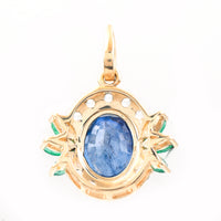 2.12 Ct Oval Mixed Cut Natural Sapphire 14K Gold Pendant