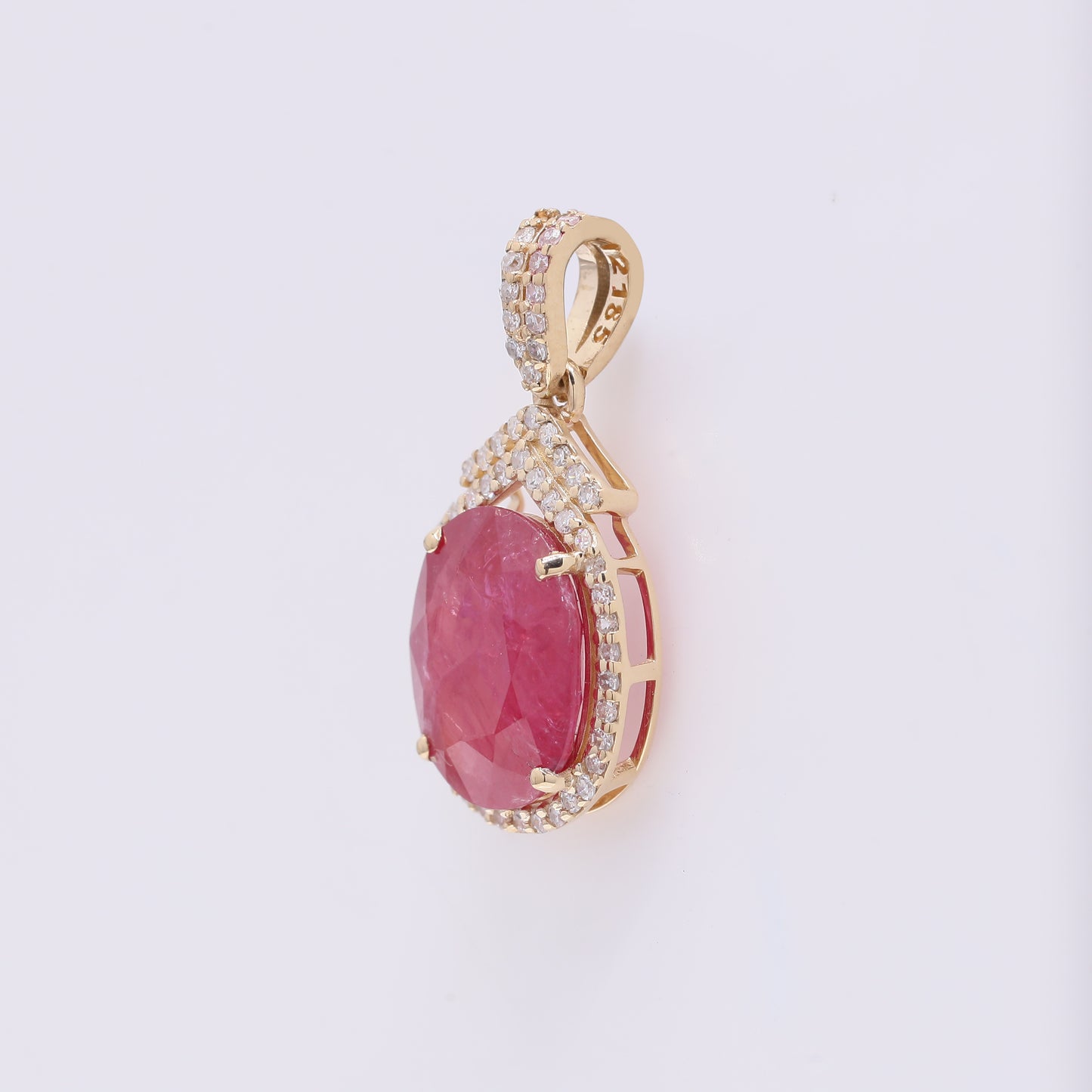 3.79 Ct Oval Mixed Cut Natural Ruby 14K Gold Pendant