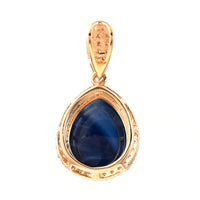 5.97 Ct Pear Cabochon Natural Sapphire 14K Gold Pendant