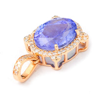 3.29 Ct Oval Mixed Cut Natural Tanzanite 14K Gold Pendant