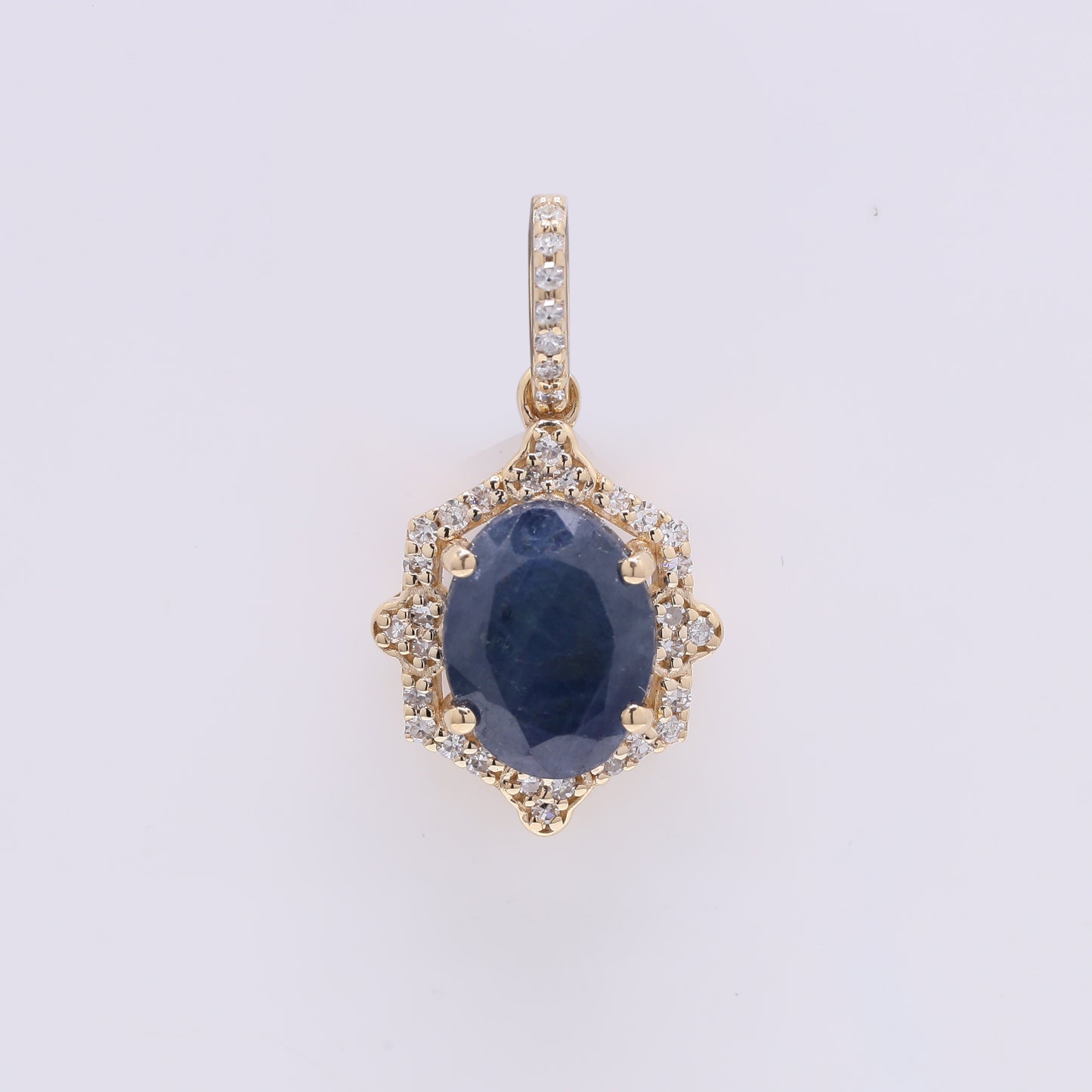 2.32 Ct Oval Mixed Cut Natural Sapphire 14K Gold Pendant