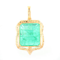6.85 Ct Octagon Natural Emerald 14K Gold Pendant