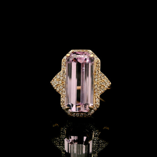 9.23 Ct Octagon Kunzite 14K Gold Ring
