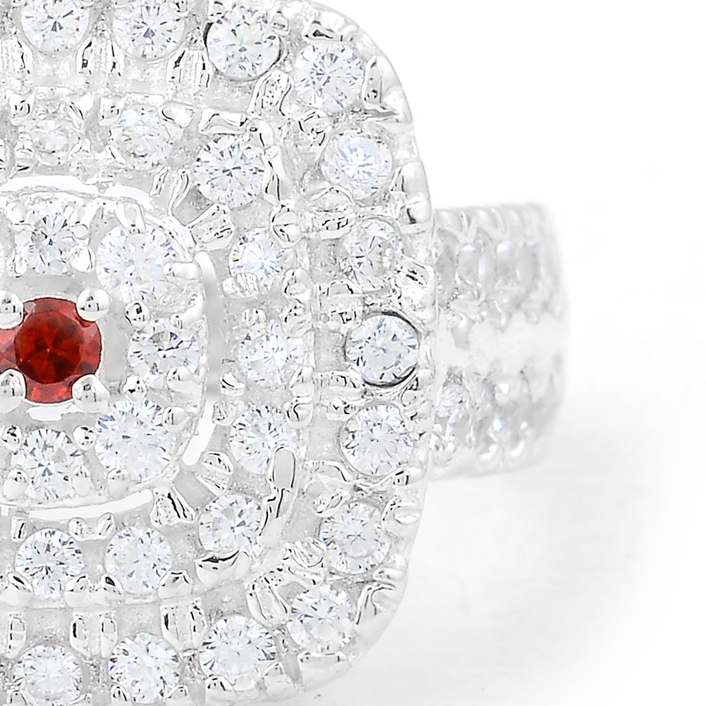 0.63 Ct Round Garnet, Cubic Zirconia 925 Sterling Silver Ring