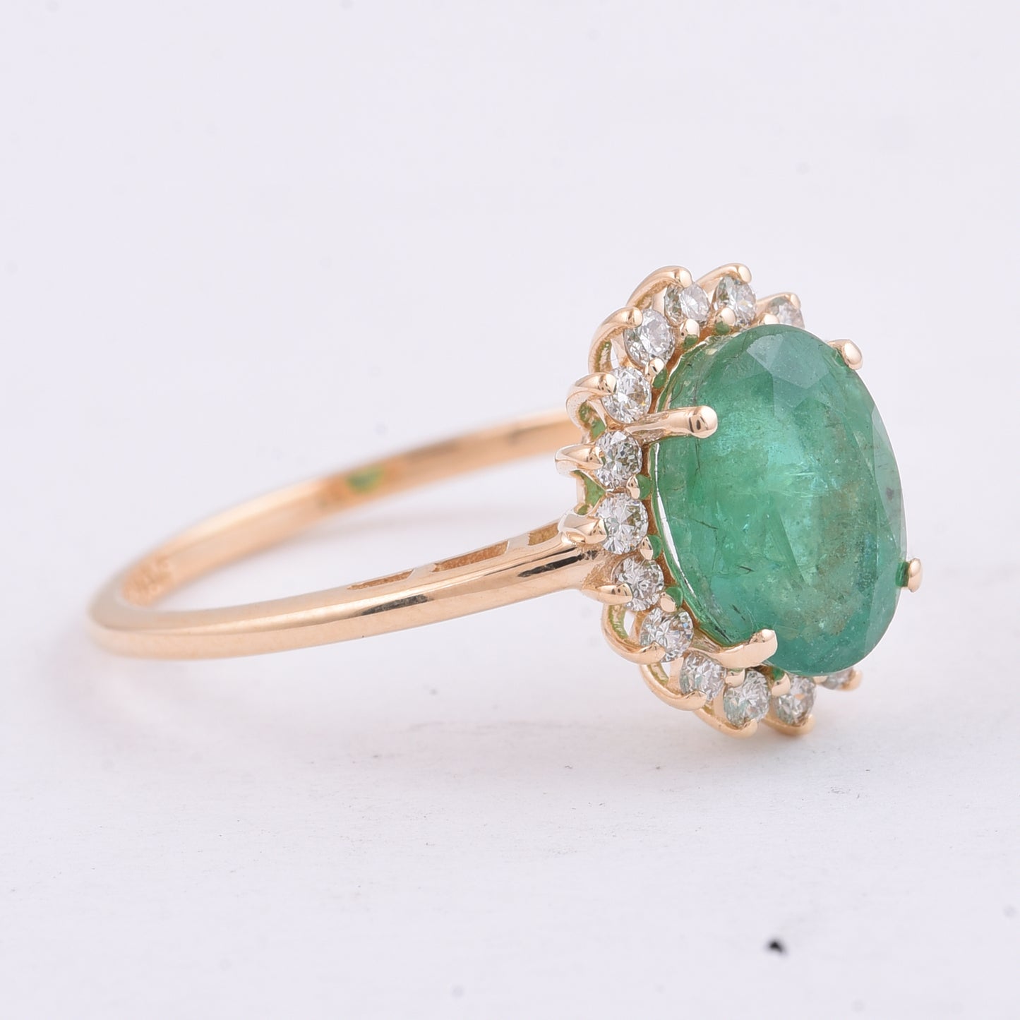 2.30 Ct Oval Natural Emerald 14K Gold Ring