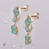 2.51 Ct Oval Natural Emerald 14K Gold Earrings