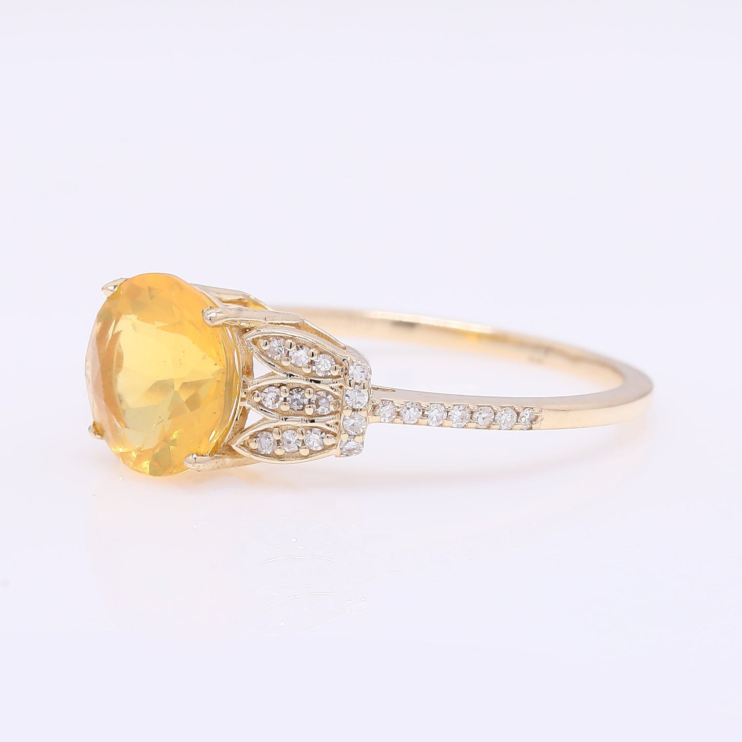 1.37 Ct Round Mixed Cut Natural Fire Opal 14K Gold Ring