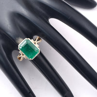 6.04 Ct Octagon Step Cut Natural Emerald 14K Gold Ring