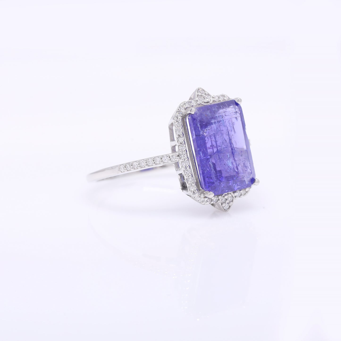 4.88 Ct Octagon Step Cut Natural Tanzanite 950 Platinum Ring