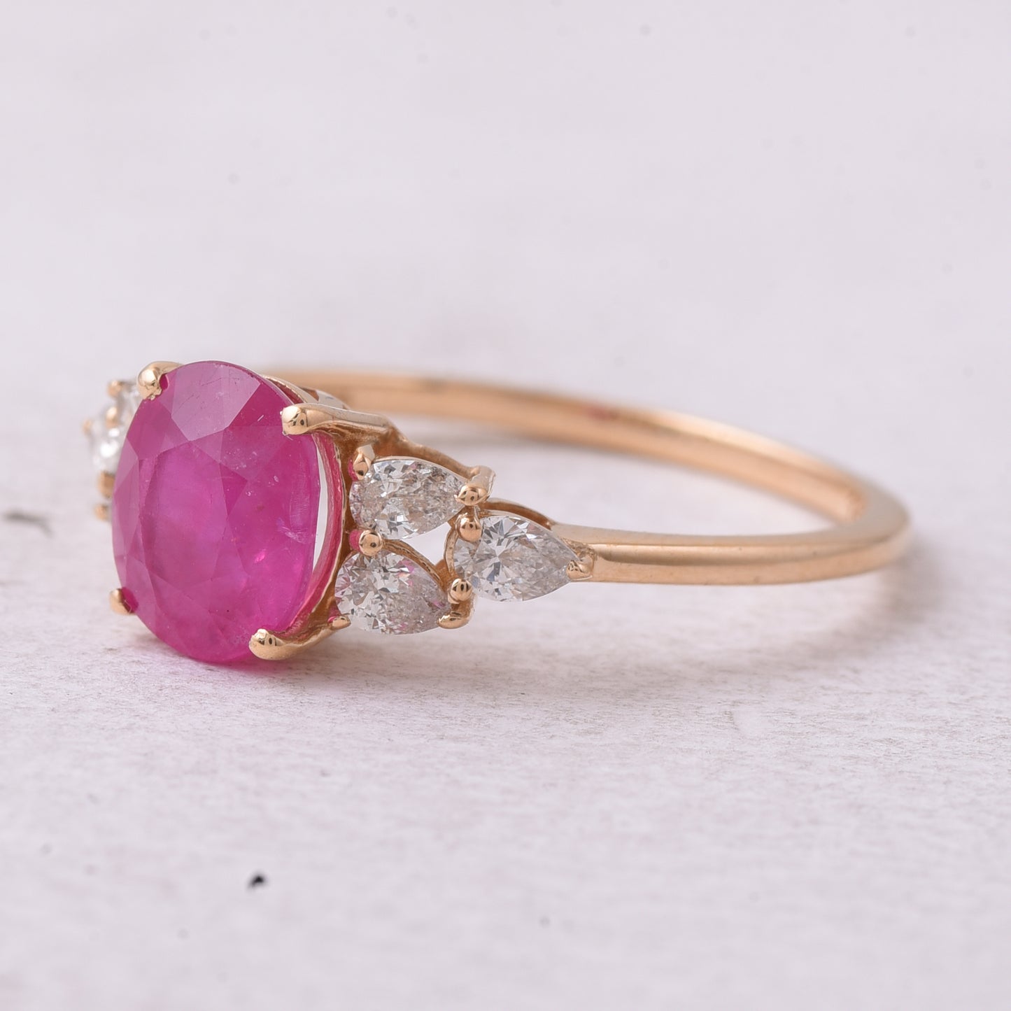 2.03 Ct Oval Mixed Cut Natural Ruby 14K Gold Ring