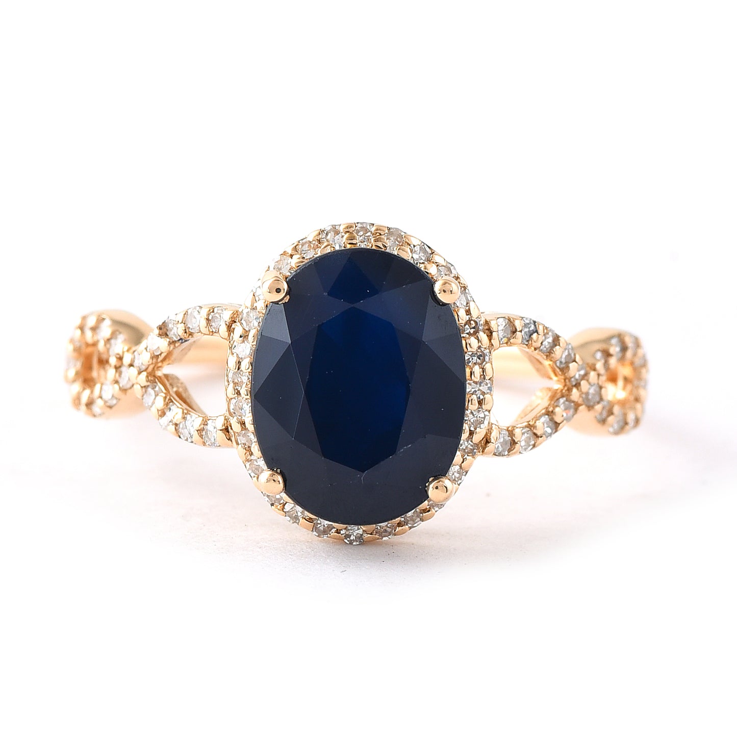 2.49 Ct Oval Mixed Cut Natural Sapphire 14K Gold Ring