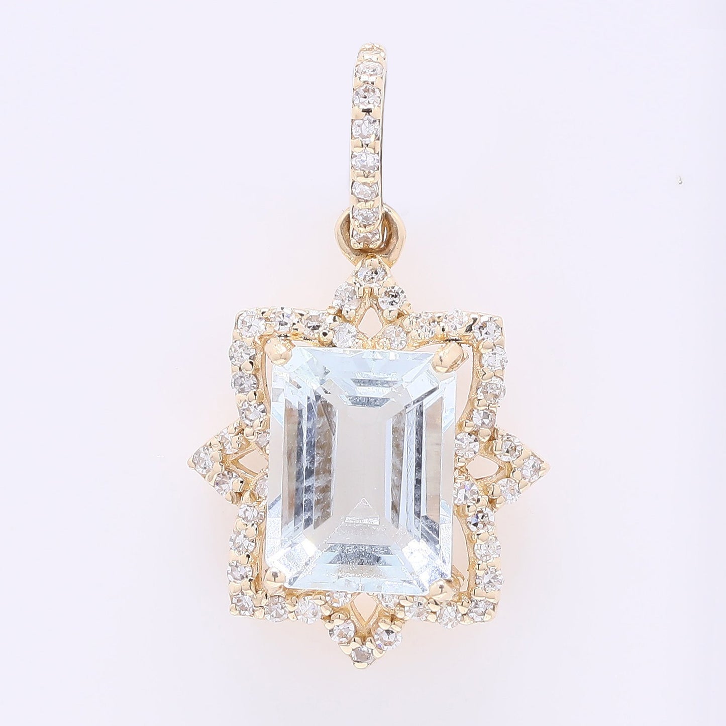 1.80 Ct Octagon Step Cut Natural Aquamarine 14K Gold Pendant