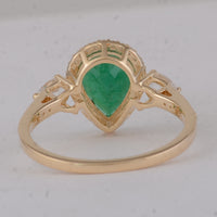 2.30 Ct Pear Emerald 9K Gold Ring