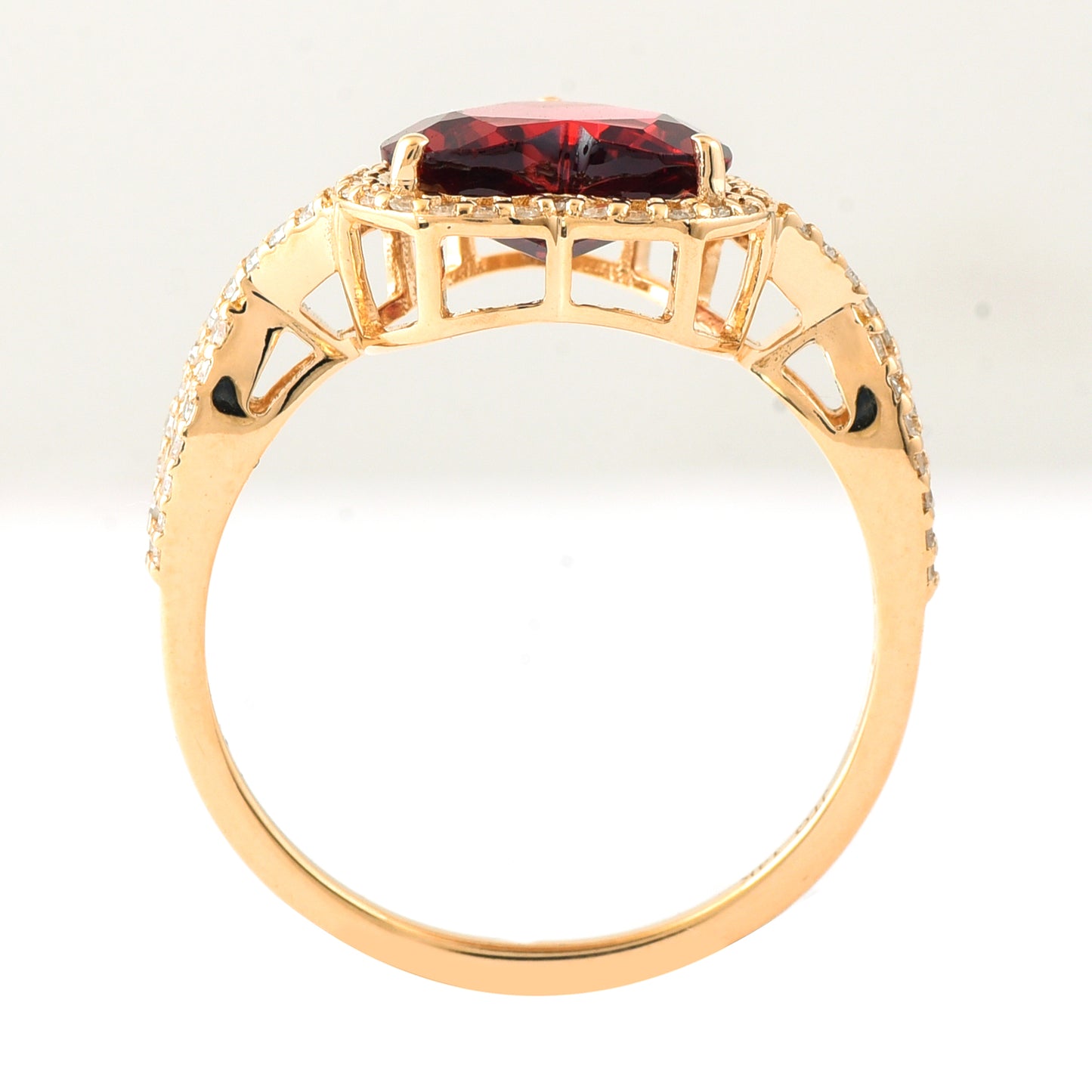 2.30 Ct Heart Mixed Cut Natural Garnet 14K Gold Ring