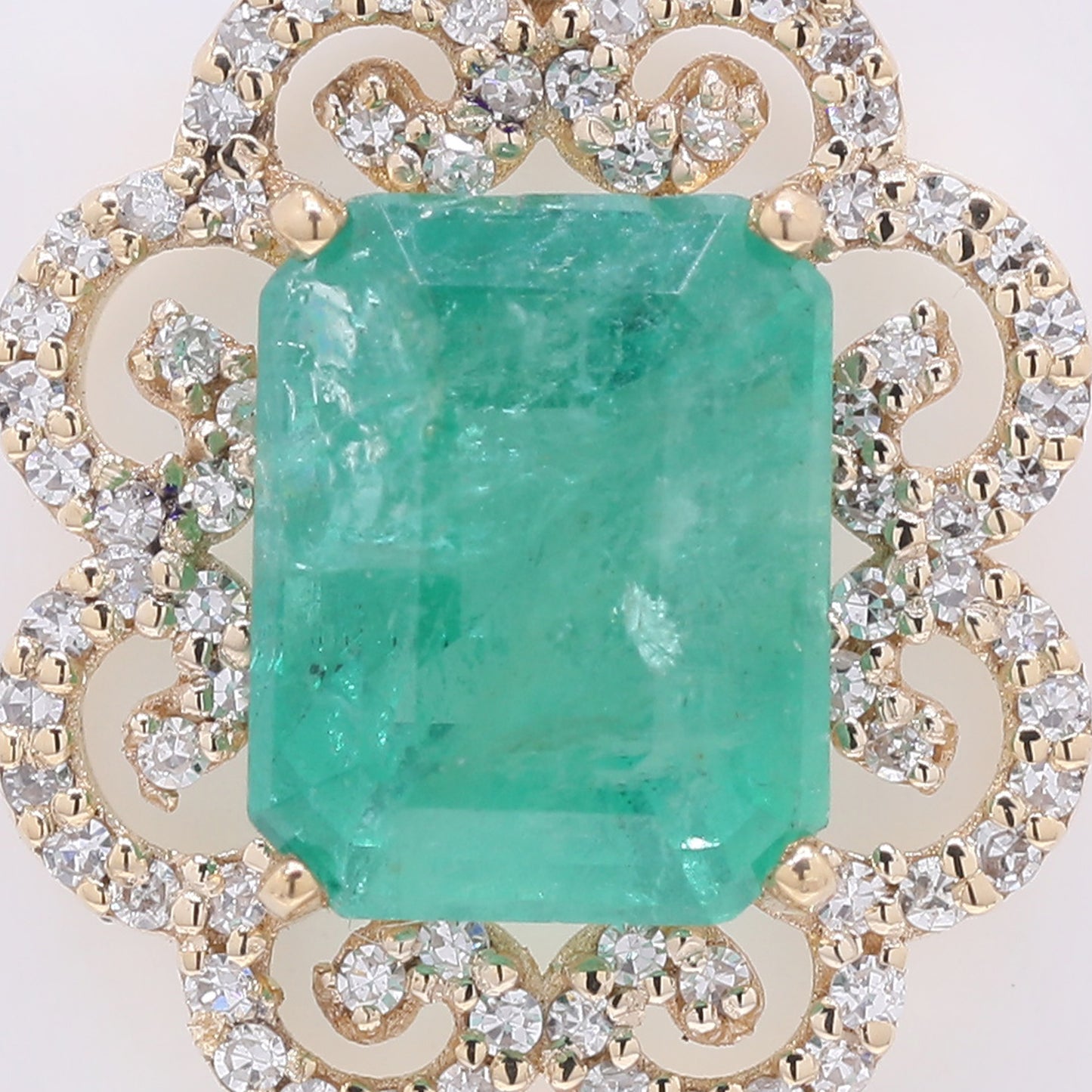 2.87 Ct Octagon Step Cut Natural Emerald 14K Gold Pendant