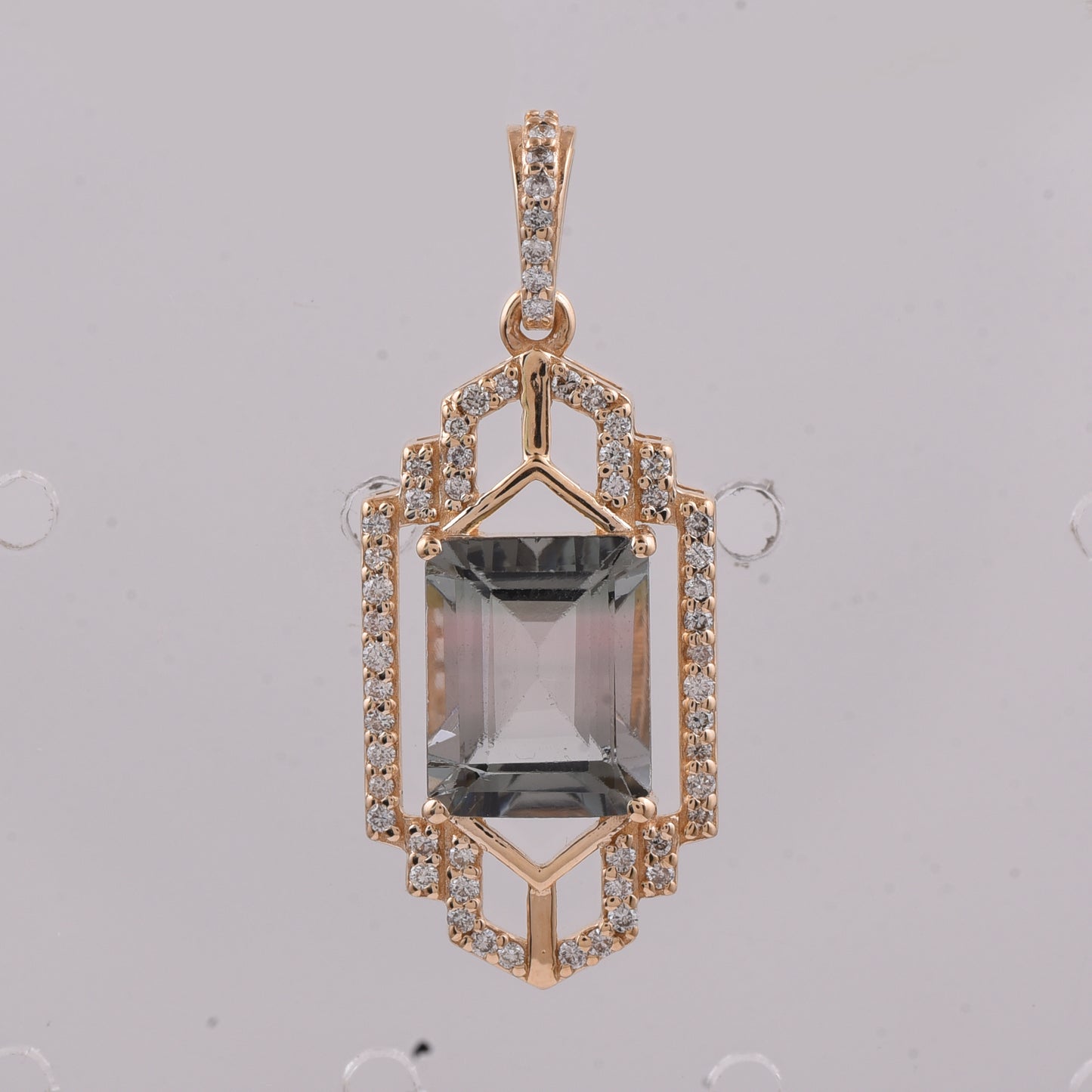 2.40 Ct Octagon Step Cut Natural Tourmaline 14K Gold Pendant