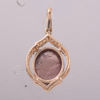 3.90 Ct Oval Cabochon Cut Natural Tourmaline 14K Gold Pendant