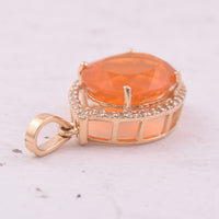 2.67 Ct Oval Mixed Cut Natural Fire Opal 14K Gold Pendant