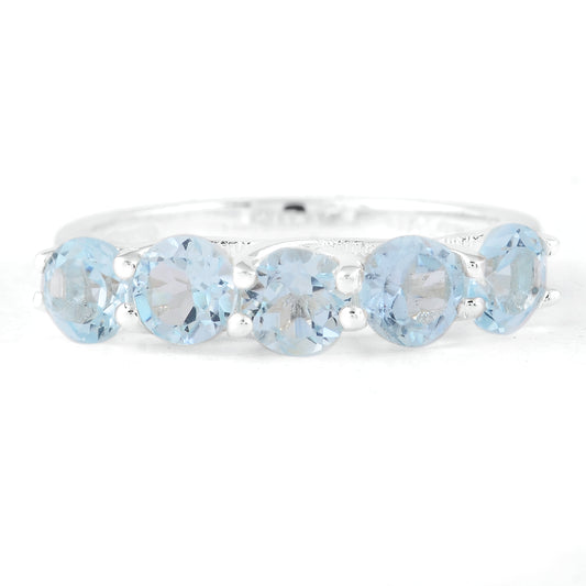 2.70 Ct Round Swiss Blue Topaz, 925 Sterling Silver Ring