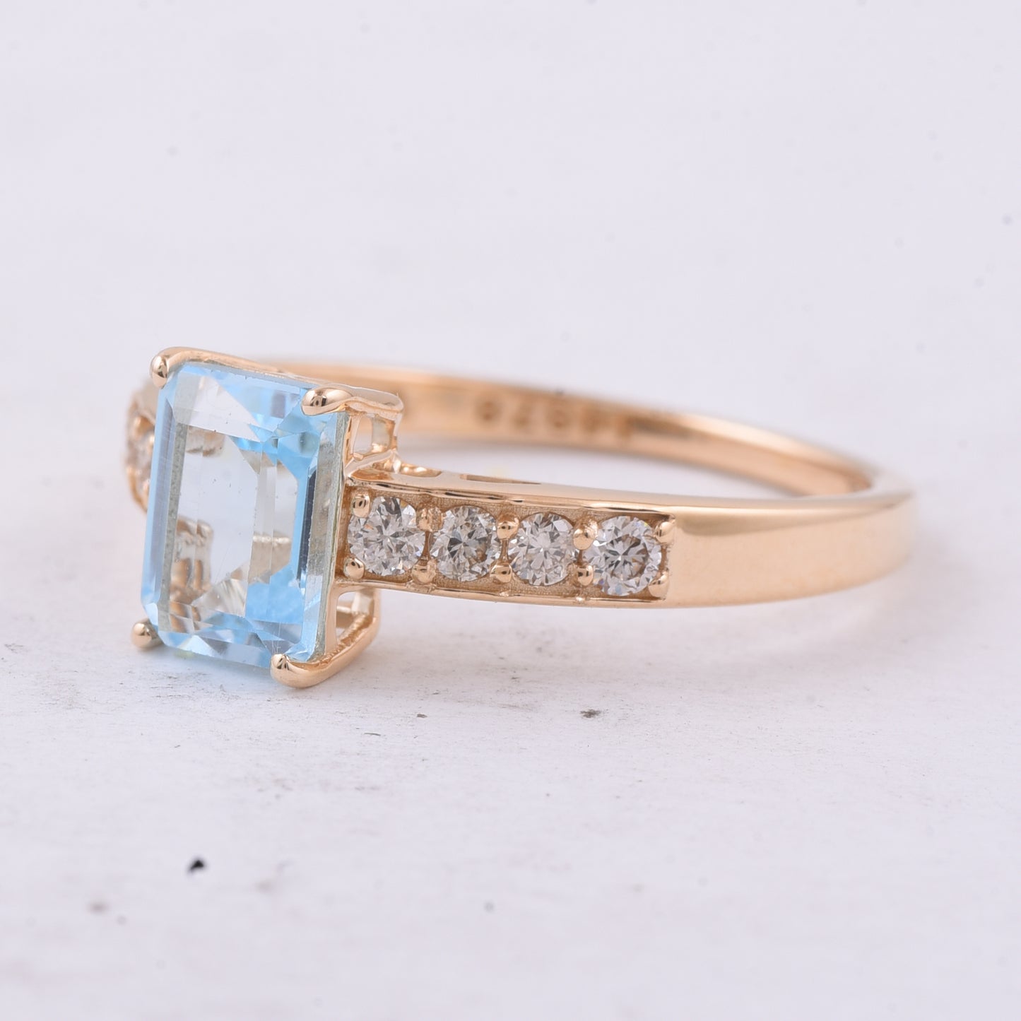 1.63 Ct Octagon Step Cut Natural Topaz 14K Gold Ring