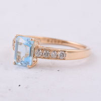 1.63 Ct Octagon Step Cut Natural Topaz 14K Gold Ring