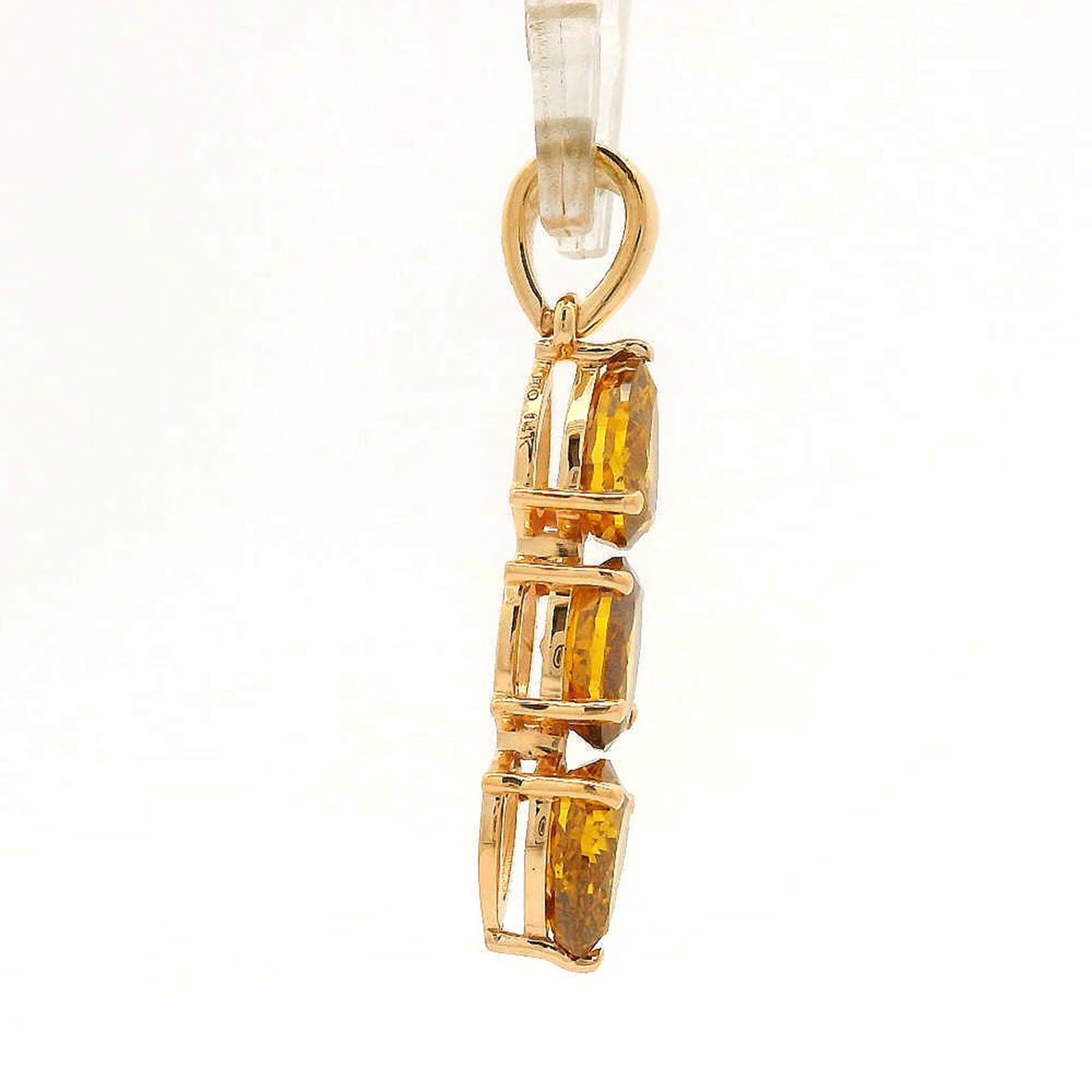 1.59 Ct Pear Yellow Diamond 14K Gold Pendant