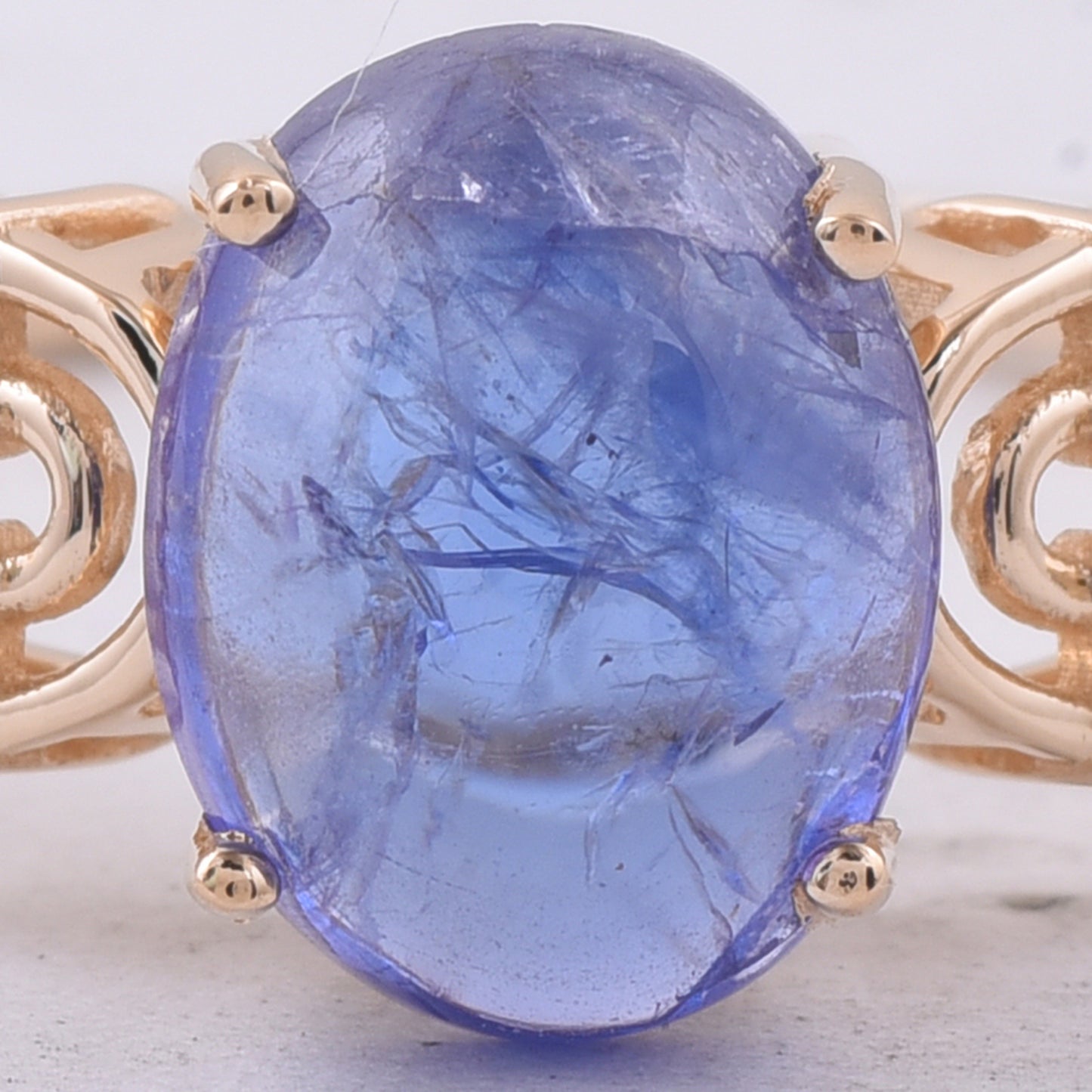2.58 Ct Oval Cabochon Cut Natural Tanzanite 14K Gold Ring