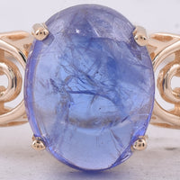 2.58 Ct Oval Cabochon Cut Natural Tanzanite 14K Gold Ring