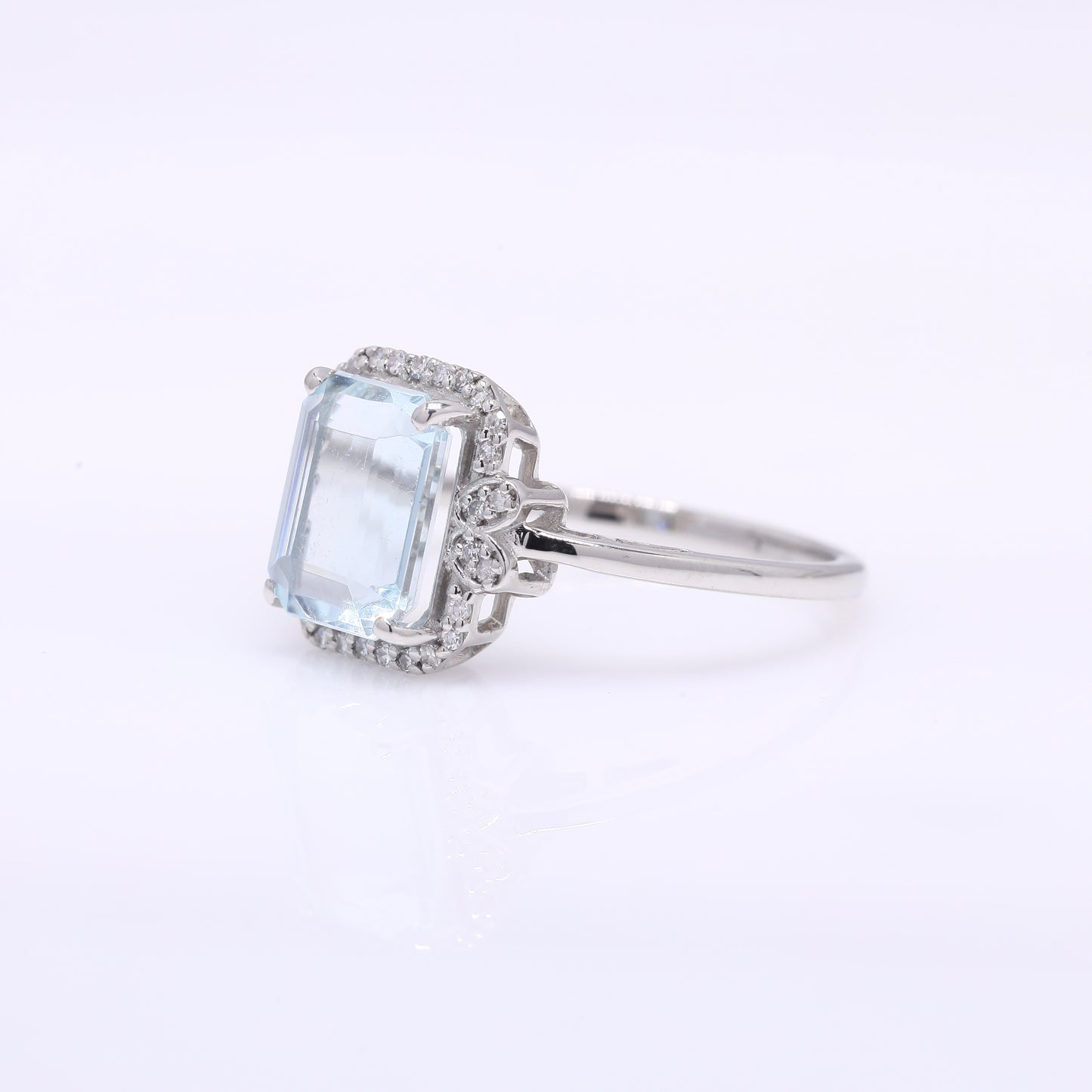 2.46 Ct Octagon Step Cut Natural Aquamarine 950 Platinum Ring