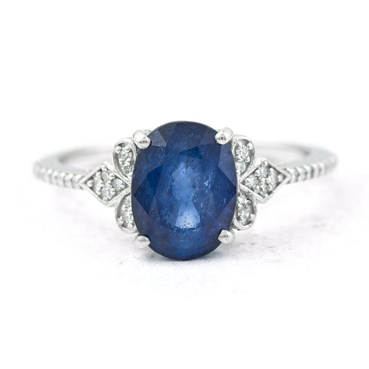 2.75 Ct Oval Mixed Cut Natural Sapphire 950 Platinum Ring