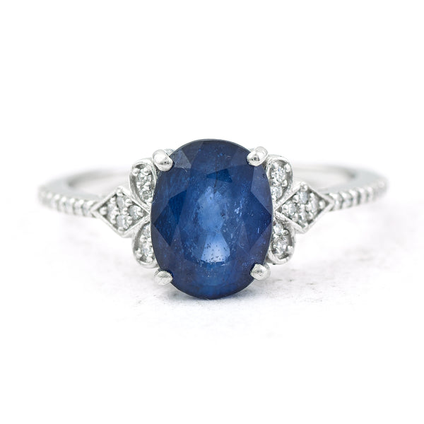 2.75 Ct Oval Mixed Cut Natural Sapphire 950 Platinum Ring