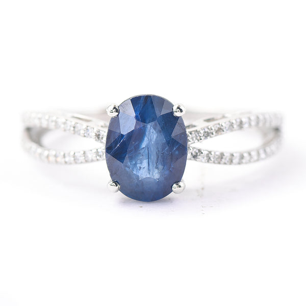 1.91 Ct Oval Mixed Cut Natural Sapphire 950 Platinum Ring