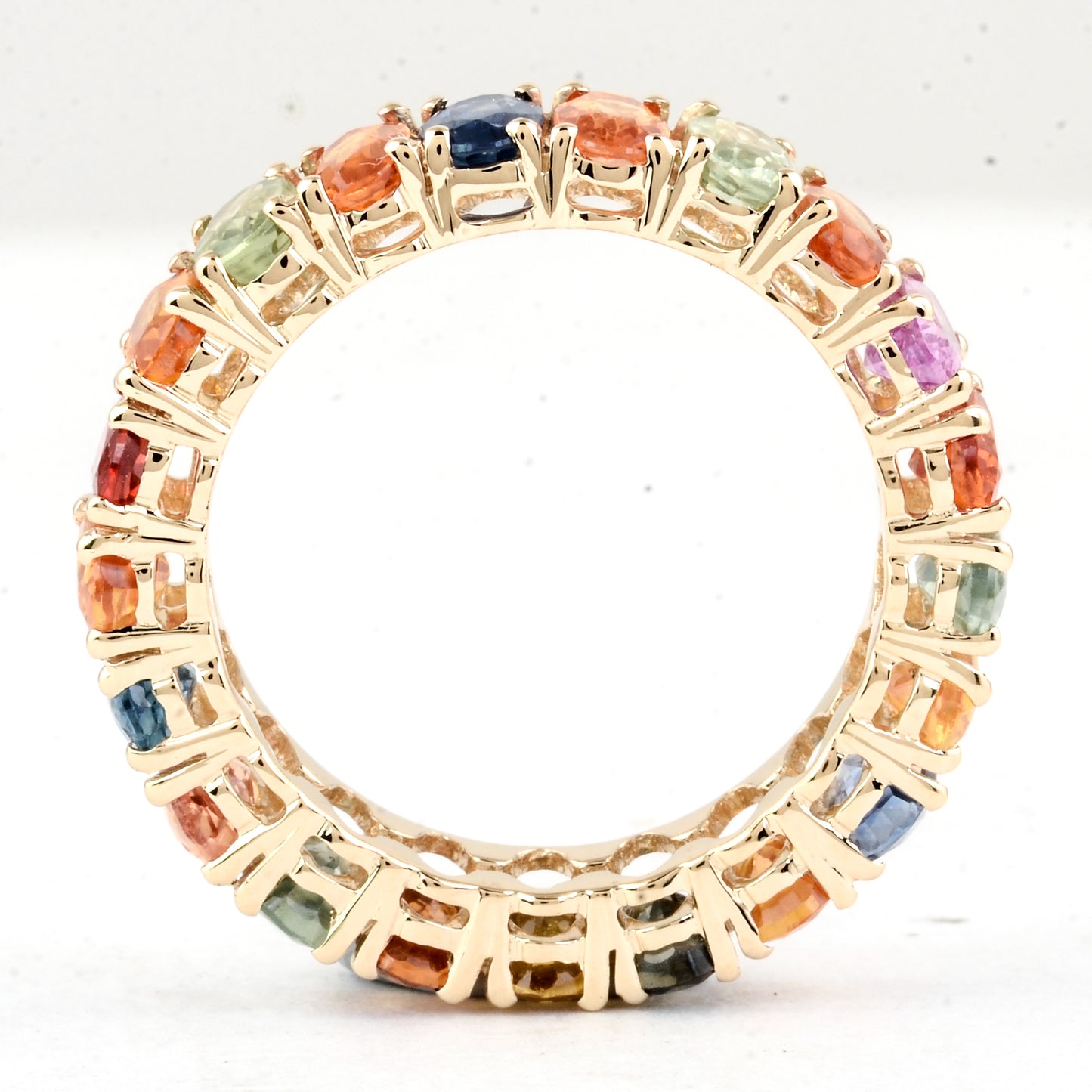 6.66 Ct Oval Mixed Cut Natural Corundum Multi Sapphire 14K Gold Ring