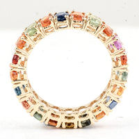 6.66 Ct Oval Mixed Cut Natural Corundum Multi Sapphire 14K Gold Ring