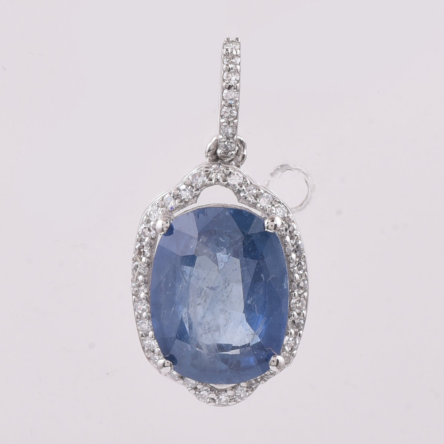 3.14 Ct Cushion Natural Sapphire 950 Platinum Pendant