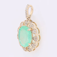 2.13 Ct Oval Mixed Cut Natural Emerald 14K Gold Pendant