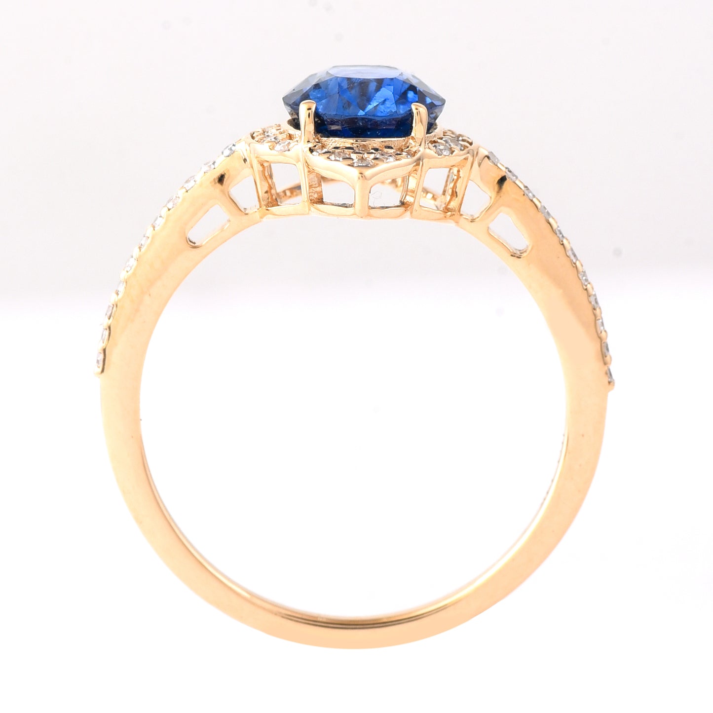 1.91 Ct Oval Mixed Cut Natural Sapphire 14K Gold Ring