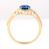 1.91 Ct Oval Mixed Cut Natural Sapphire 14K Gold Ring