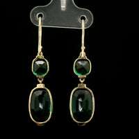 13.23 Ct Cushion Mixed Cut Lab Grown Emerald 14K Gold Earrings