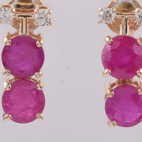2.47 Ct Round Natural Ruby 14K Gold Earrings