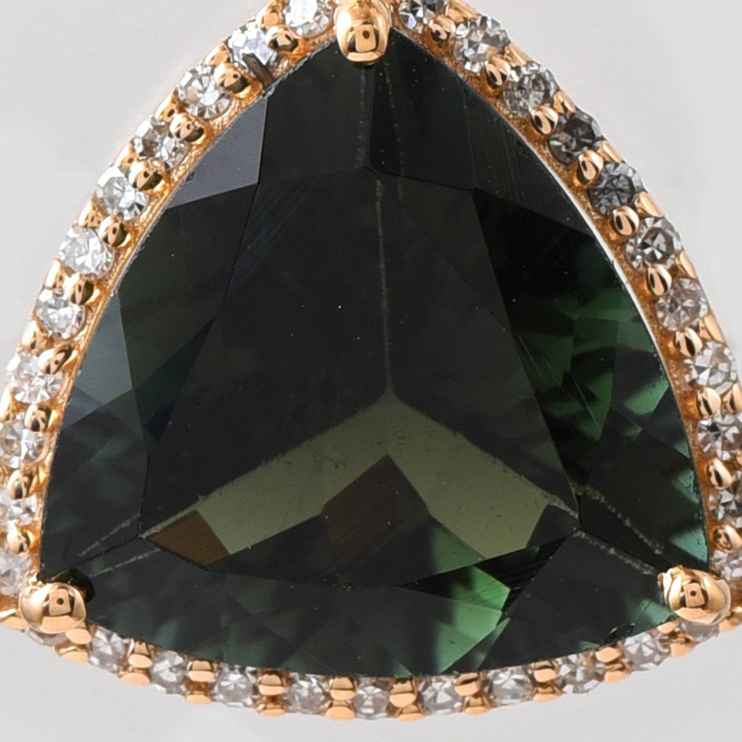 3.02 Ct Triangle Mixed Cut Natural Green Tourmaline 14K Gold Pendant