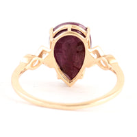 3.30 Ct Pear Ruby 14K Gold Ring