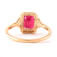 1.57 Ct Octagon Step Cut Natural Rubellite 14K Gold Ring